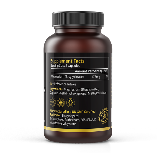 Magnesium: Bisglycinate | 60 Capsules (Glass Jar)