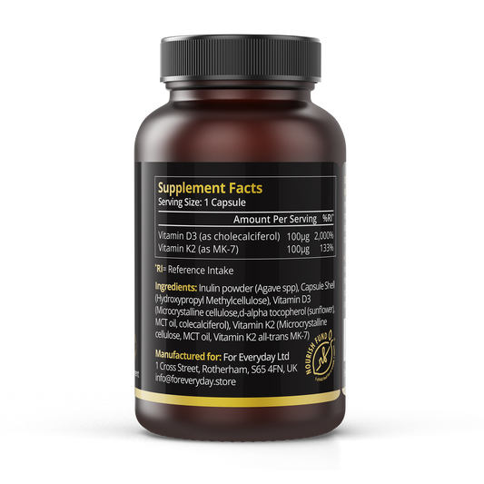 4 EVERY DAY Wellness | Vitamin D3 & K2 | 60 Capsules (Glass Jar)